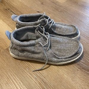 Mens Hey Dude Conrad Linen, Iron Gray Surf Deck Lifestyle Sneakers Shoes